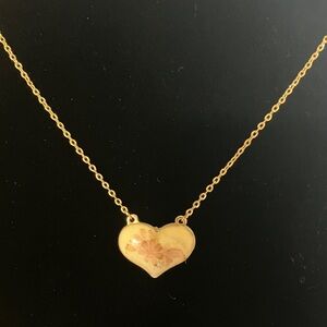 Vintage Dainty Golden Floral Heart Charm Classic Necklace